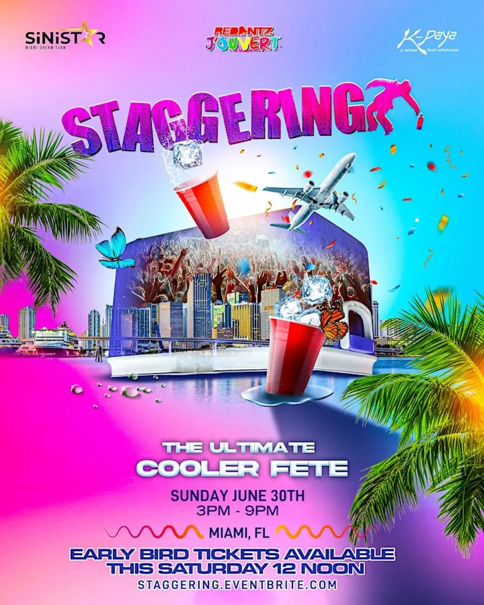 Staggering - Cooler Fete flyer or graphic.