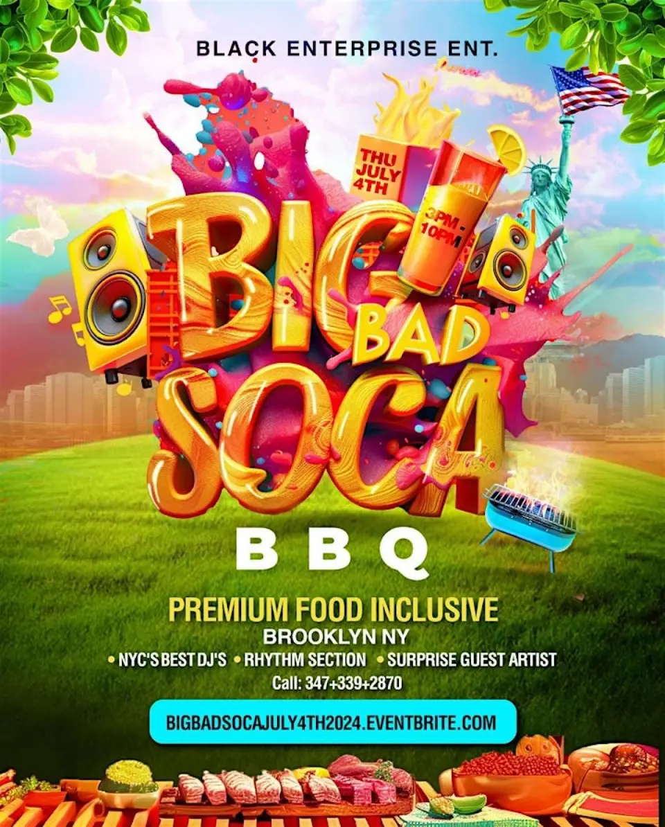 Big Bad Soca BBQ flyer or graphic.