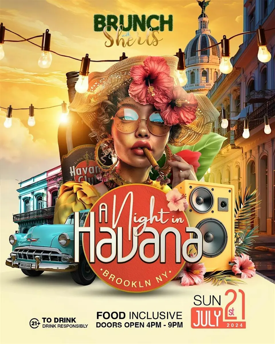 Bruch With Sherls - A Nigh in Havana flyer or graphic.