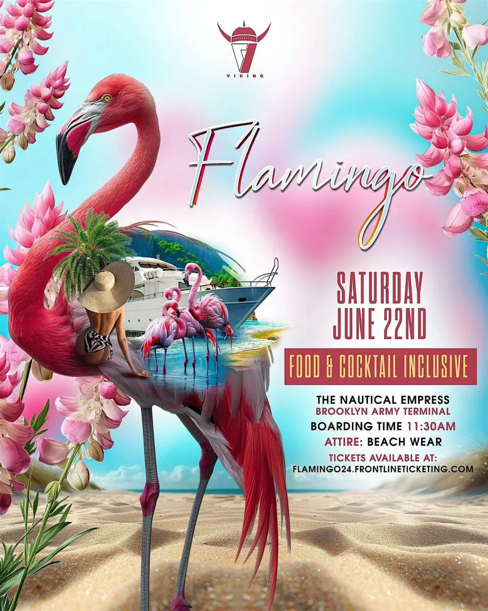 Flamingo flyer or graphic.
