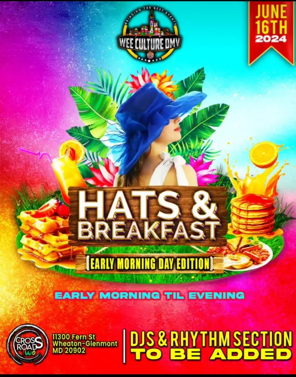 Hats and Breakfast flyer or graphic.