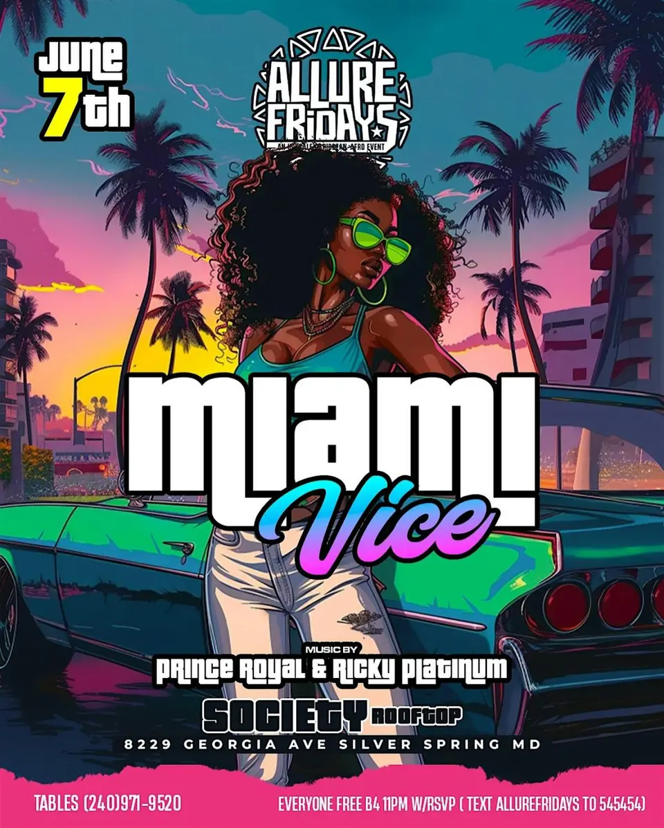Miami Vice and Caribbean Carnival flyer or graphic.