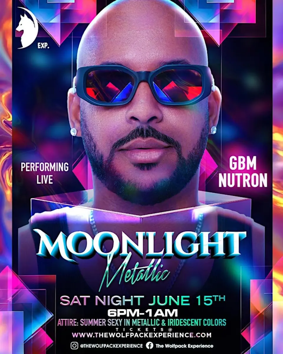 Moonlight: Metallic flyer or graphic.