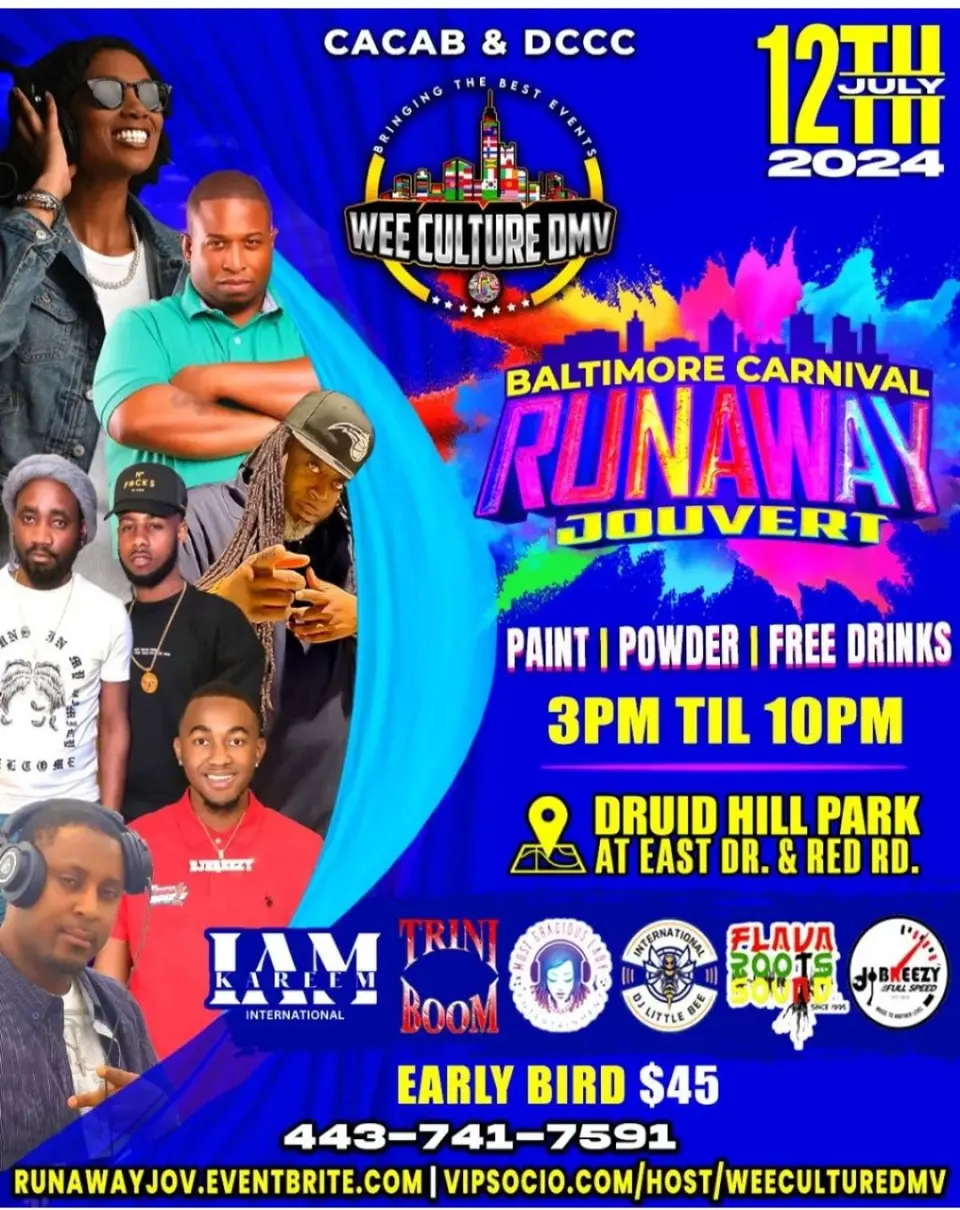 Runaway Jouvert Baltimore Carnival flyer or graphic.