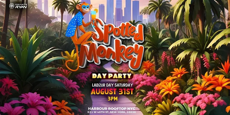 Spotted Monkey flyer or graphic.