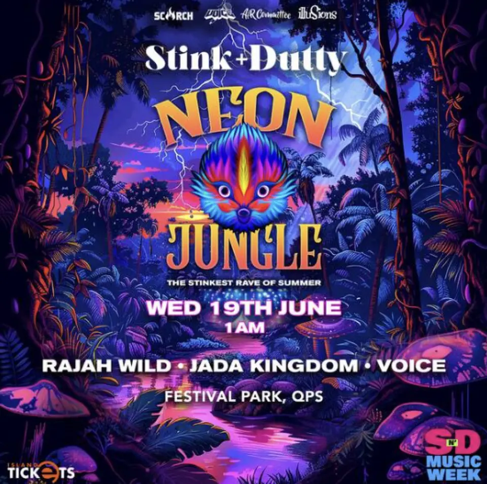 Stink + Dutty: Neon Jungle flyer or graphic.