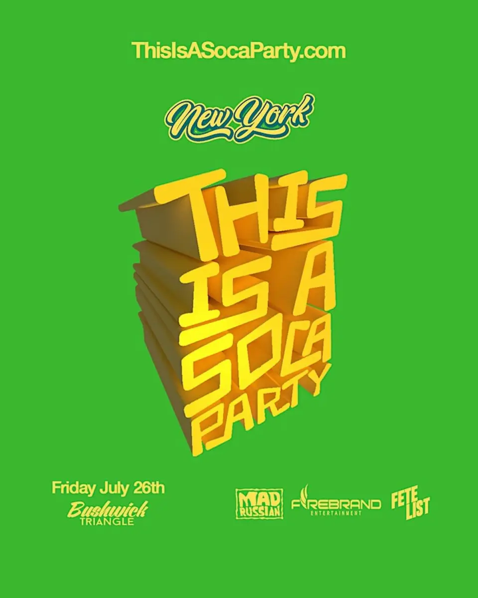 This is a SOCA Party - NYC July flyer or graphic.