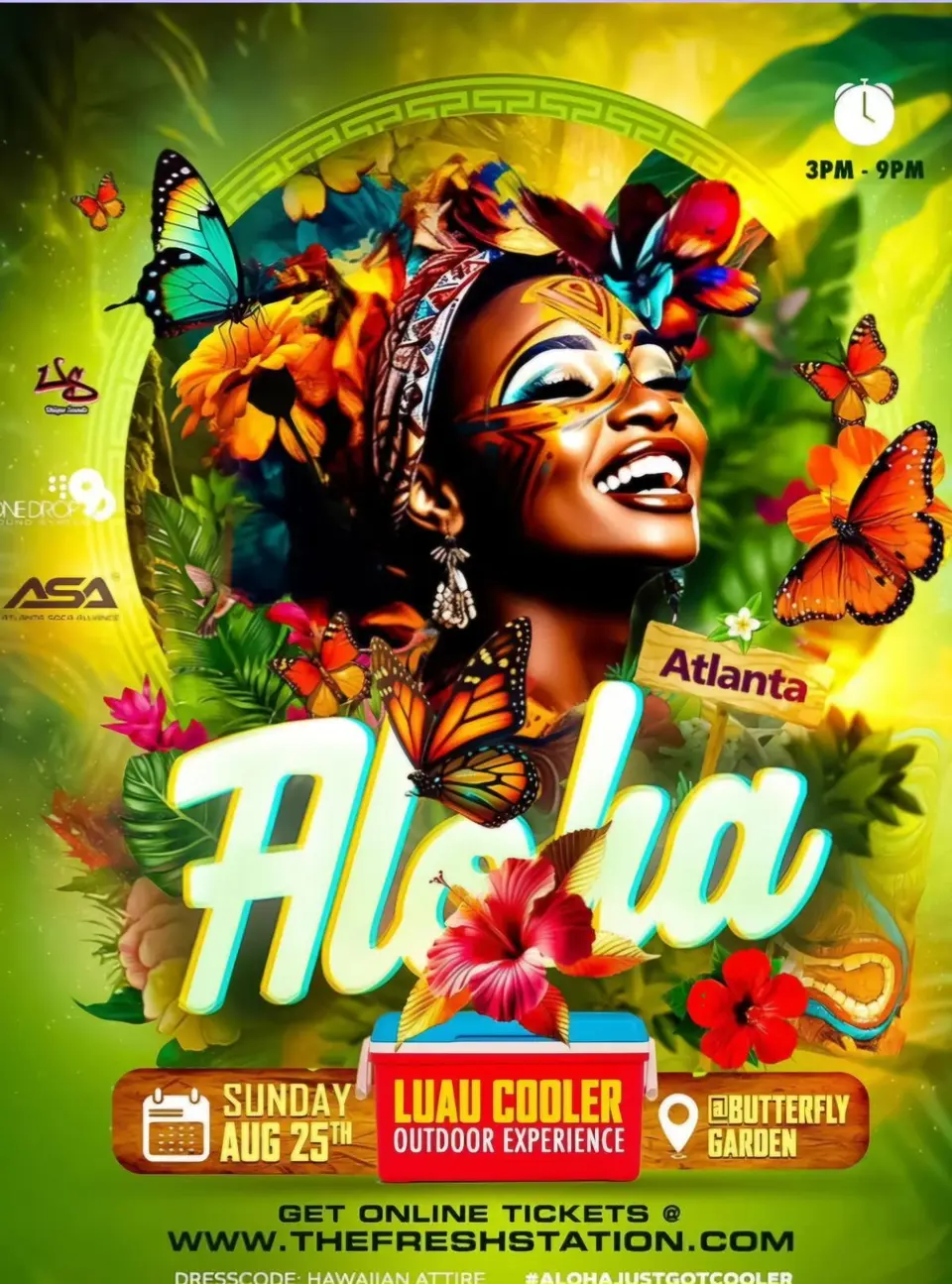 Aloha Luau Cooler Experience flyer or graphic.