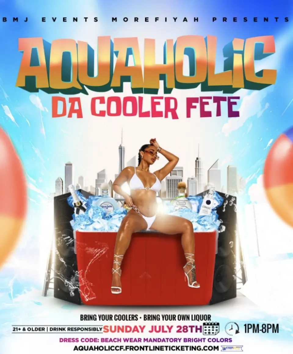 Aquaholic Da Cooler Fete flyer or graphic.