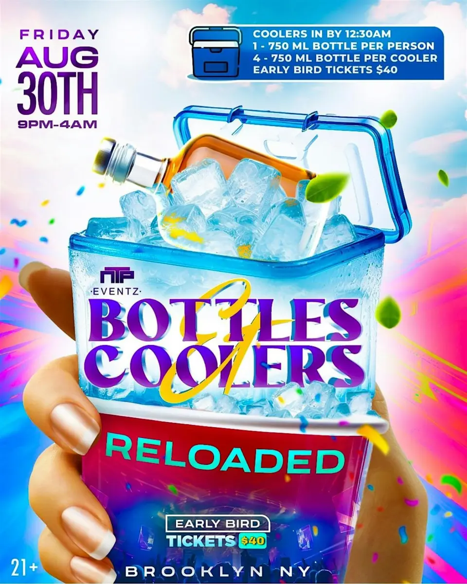 Bottles & Coolers Reloaded flyer or graphic.