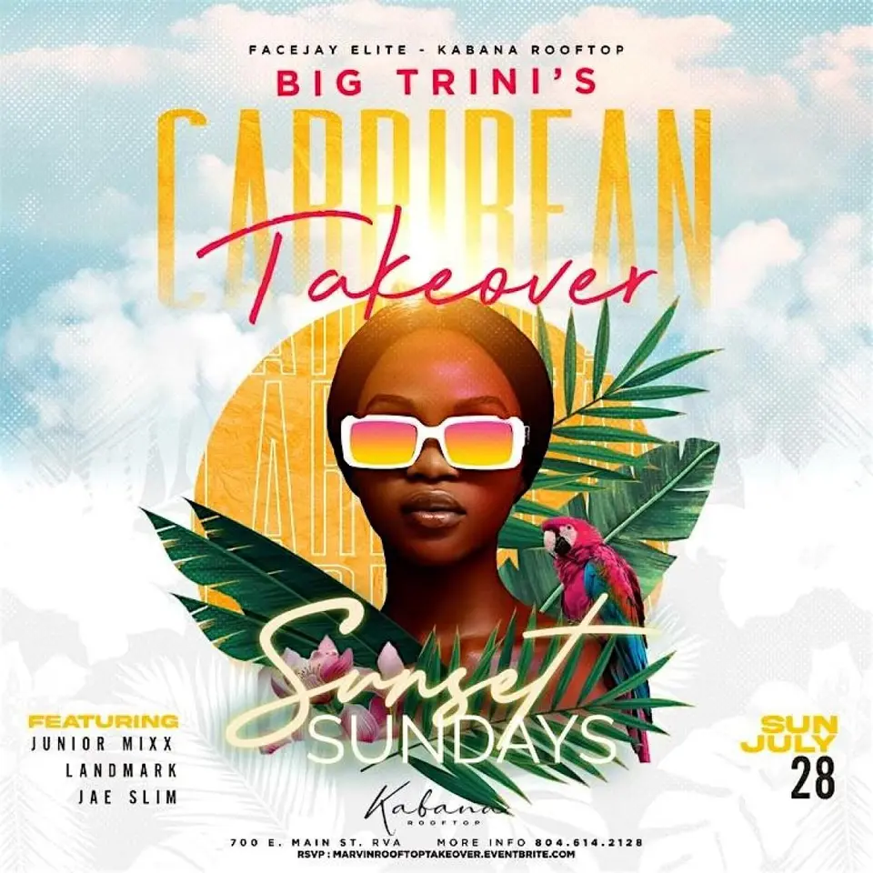 Caribbean Rooftop Takeover       flyer or graphic.
