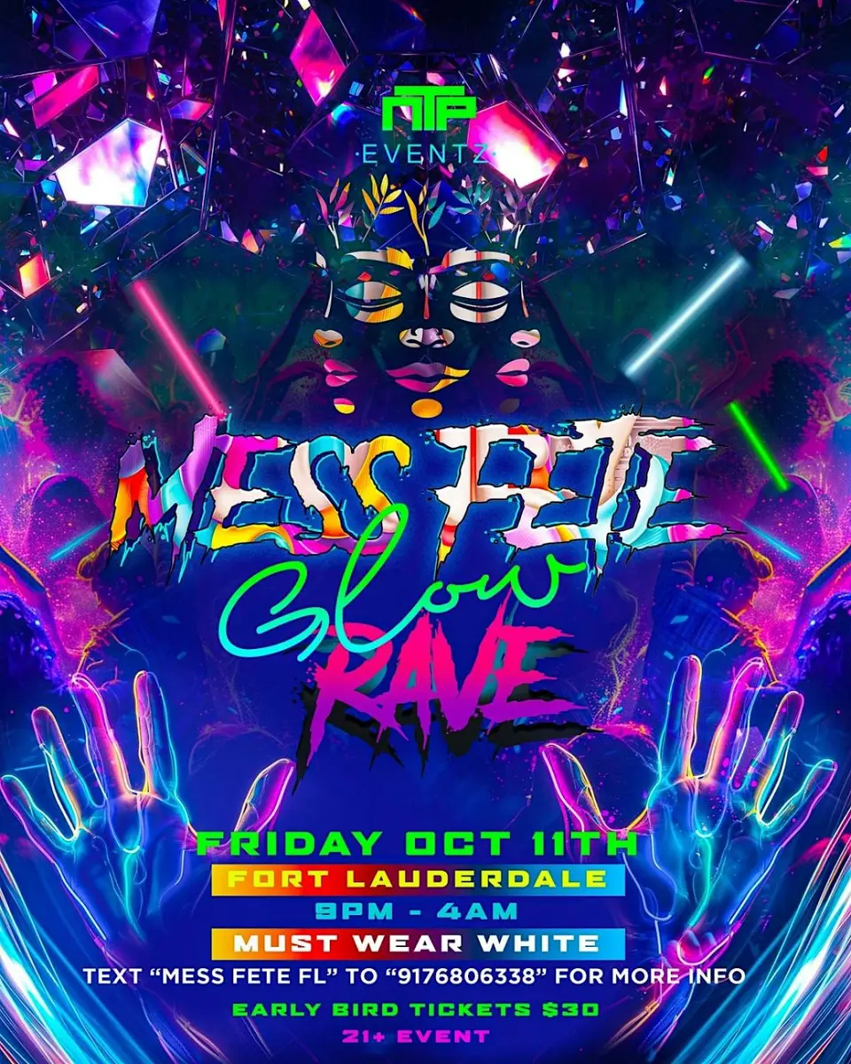Mess Fete Glow Neon Rave flyer or graphic.