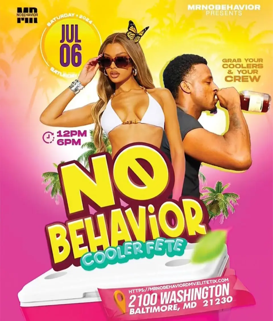 No Behavior Cooler Fete flyer or graphic.