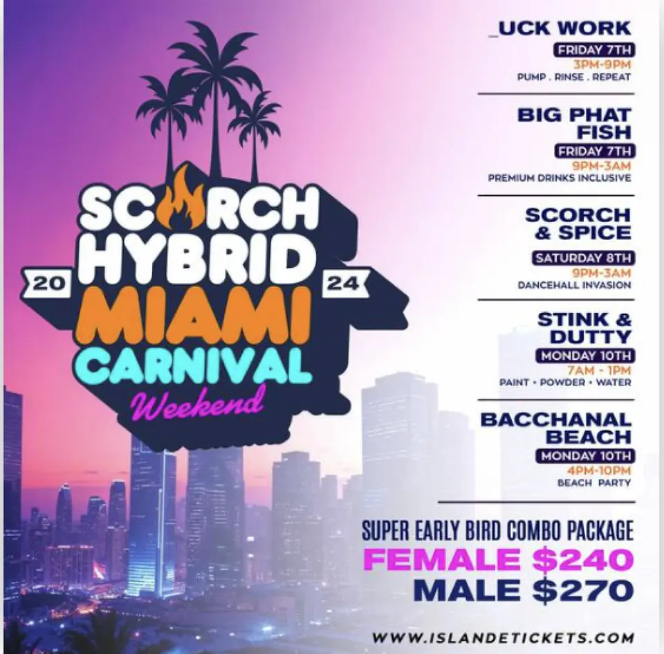 Scorch Hybrid Miami Carnival Weekend Pass flyer or graphic.