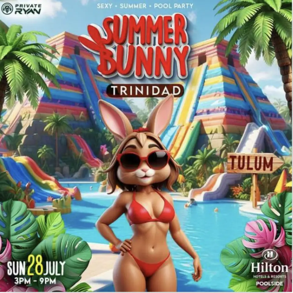 Summer Bunny flyer or graphic.