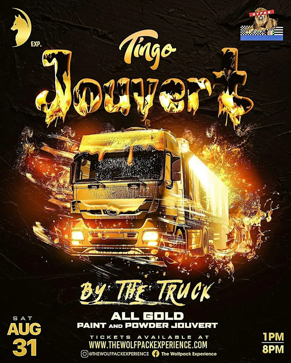 Tingo: Gold Jouvert flyer or graphic.