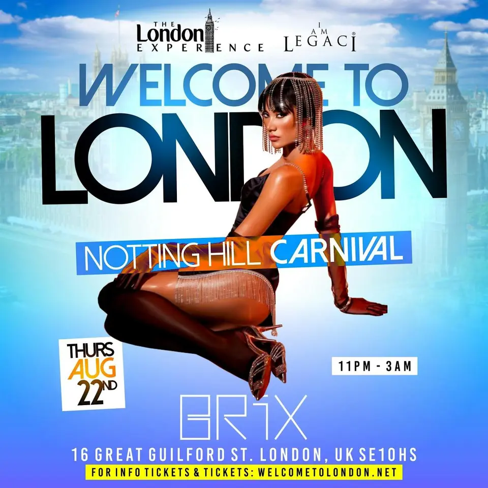 Welcome To London flyer or graphic.