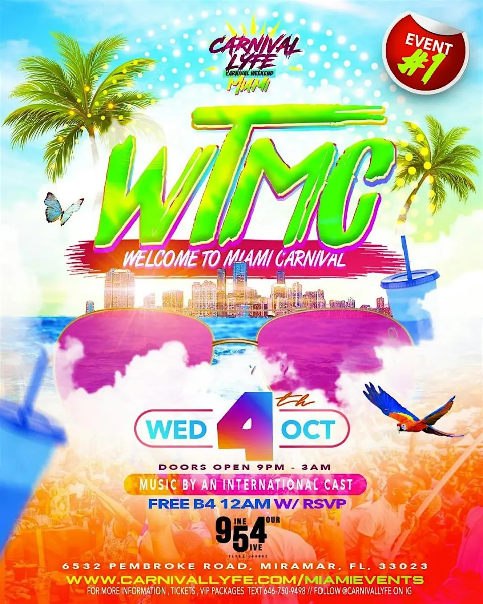 WTMC - Welcome To Miami Carnival flyer or graphic.