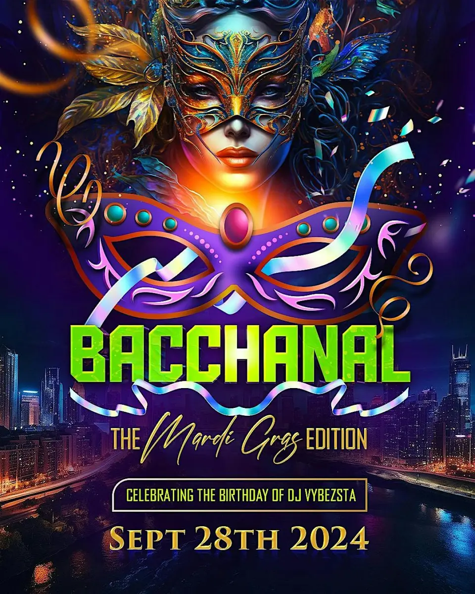 Bacchanal- Mardi Gras Edition flyer or graphic.
