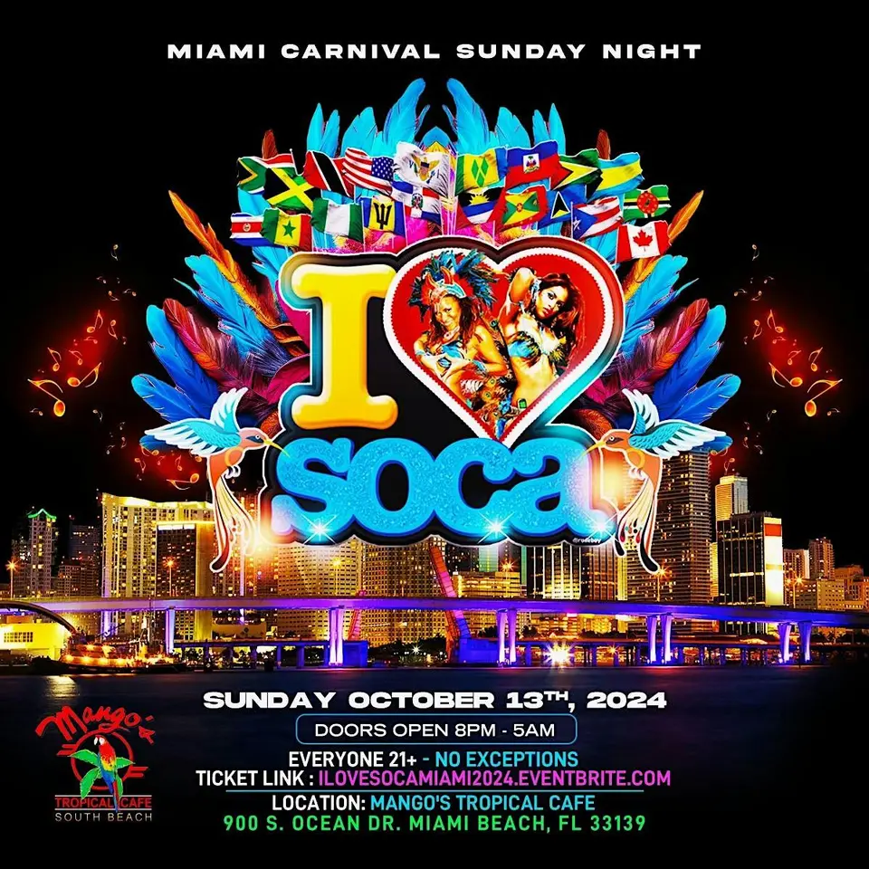 I Love Soca flyer or graphic.