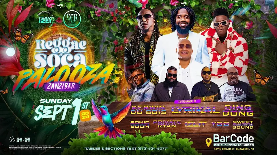 Reggae & Soca Palooza flyer or graphic.
