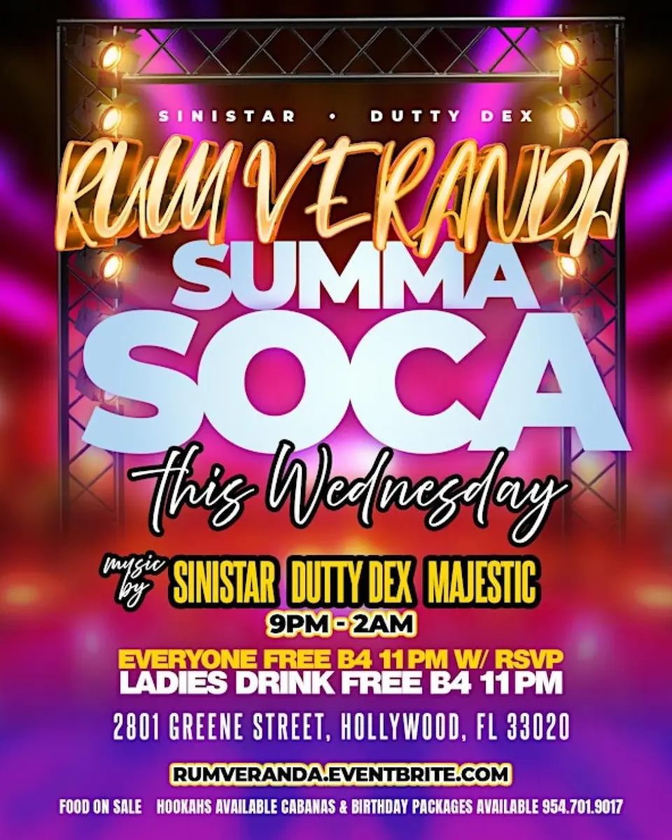 Rum Veranda - Summa Soca flyer or graphic.