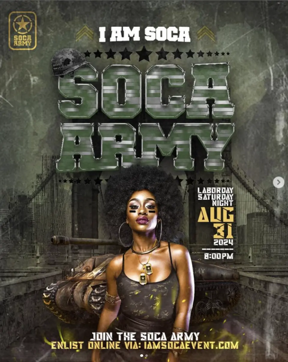Soca Army flyer or graphic.