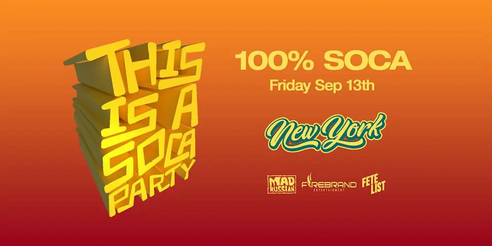 This is a SOCA Party - NYC September flyer or graphic.