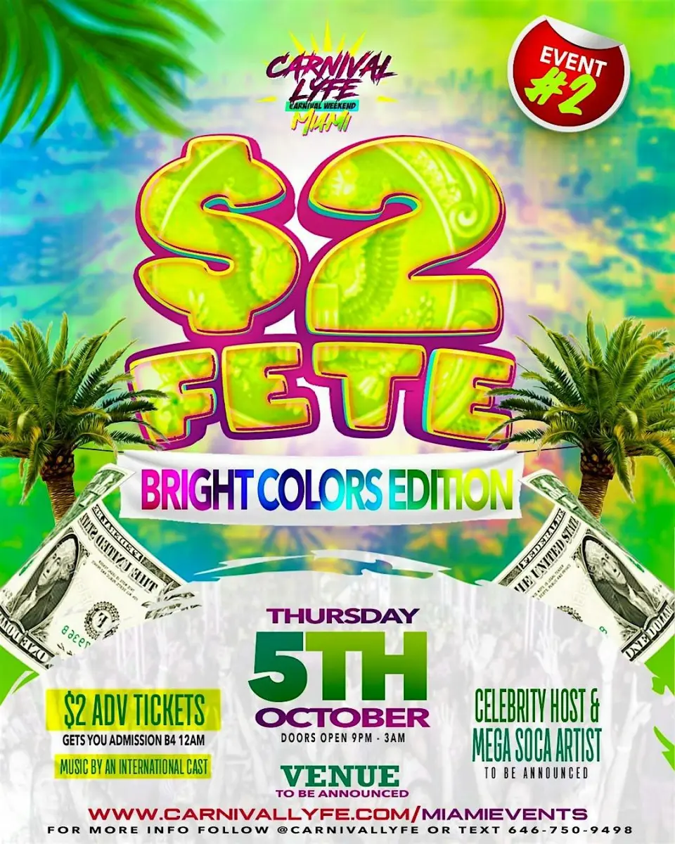 $2 Fete Luau flyer or graphic.