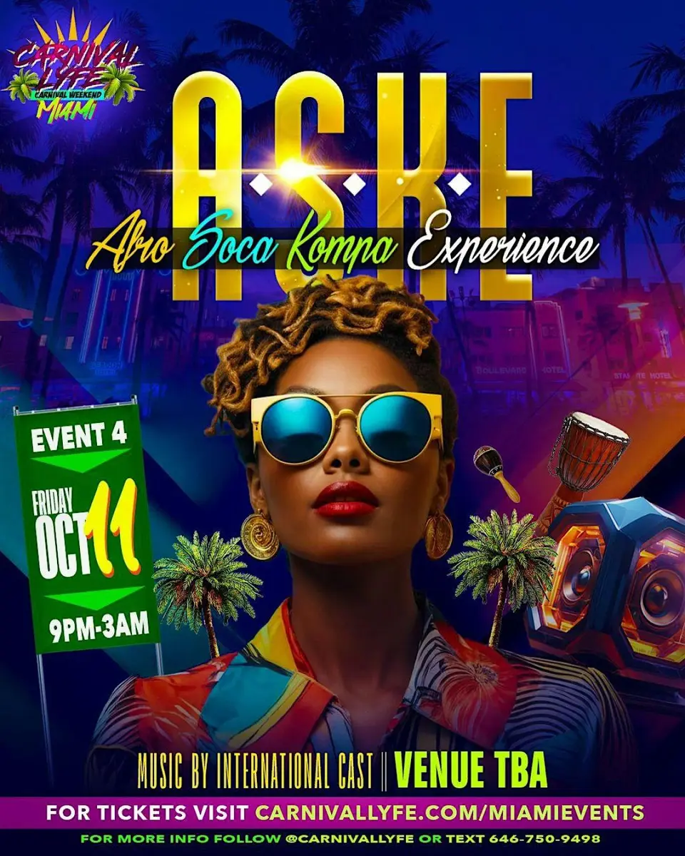 A.S.K.E. Afro Soca Kompa Experience flyer or graphic.