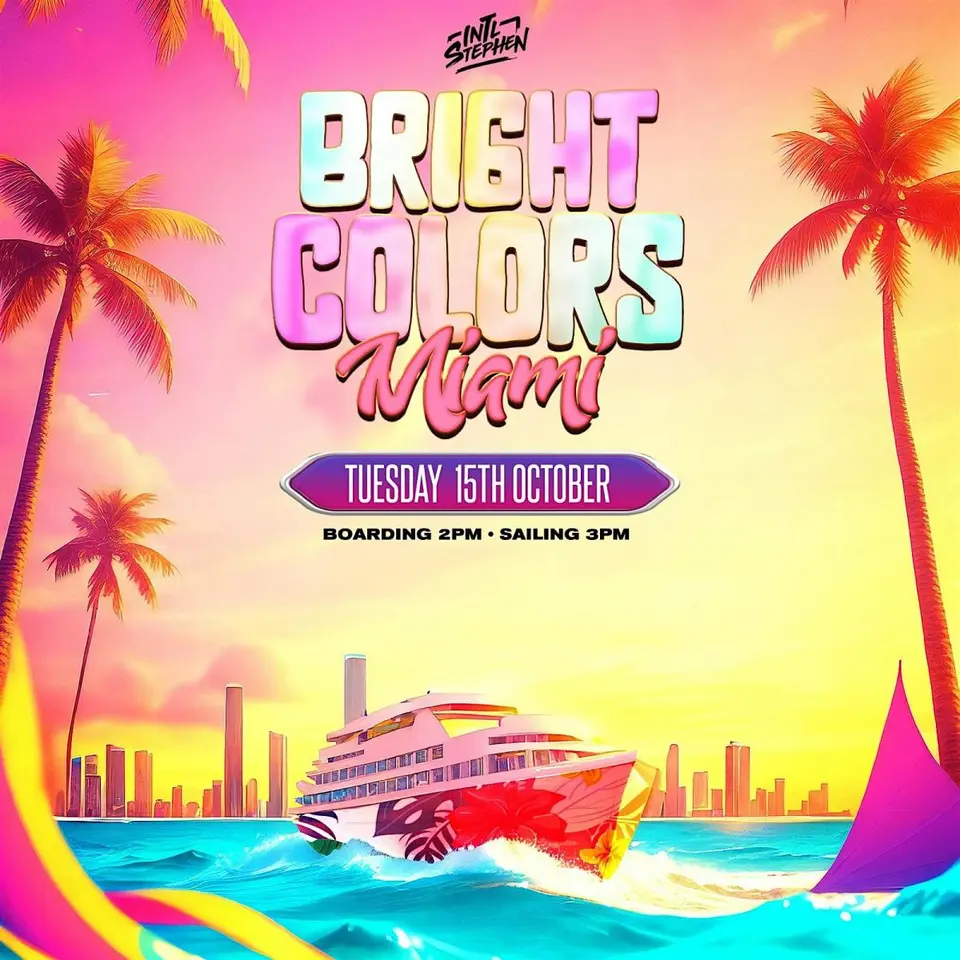 Bright Colors Boatride  flyer or graphic.