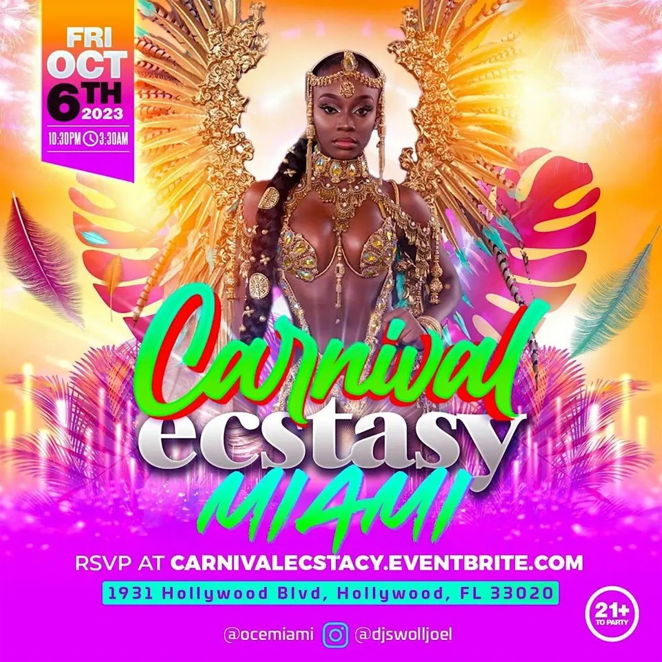 Carnival Ecstasy Miami flyer or graphic.