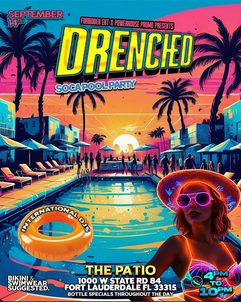 Drenched The Pool Party flyer or graphic.