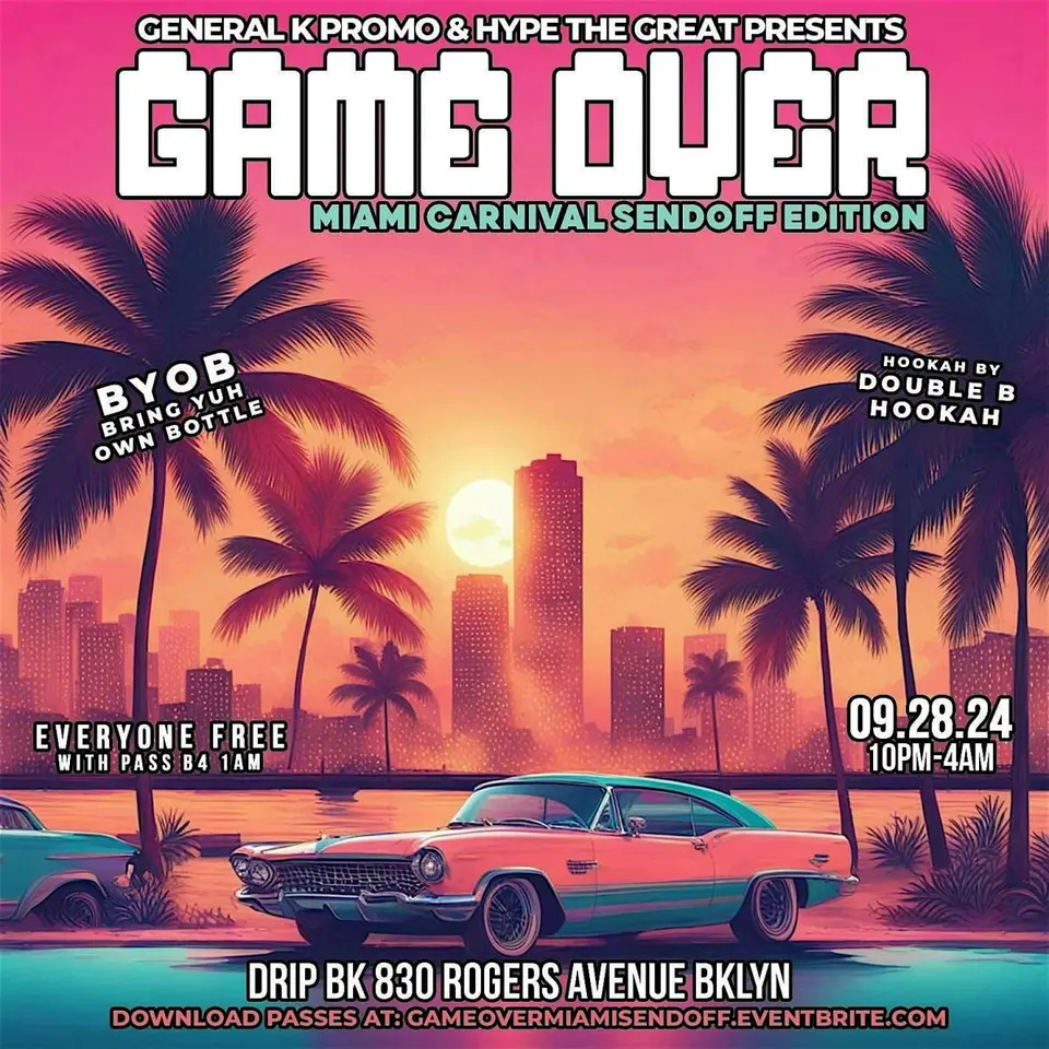 Game Over: Miami Carnival Sendoff Edition flyer or graphic.