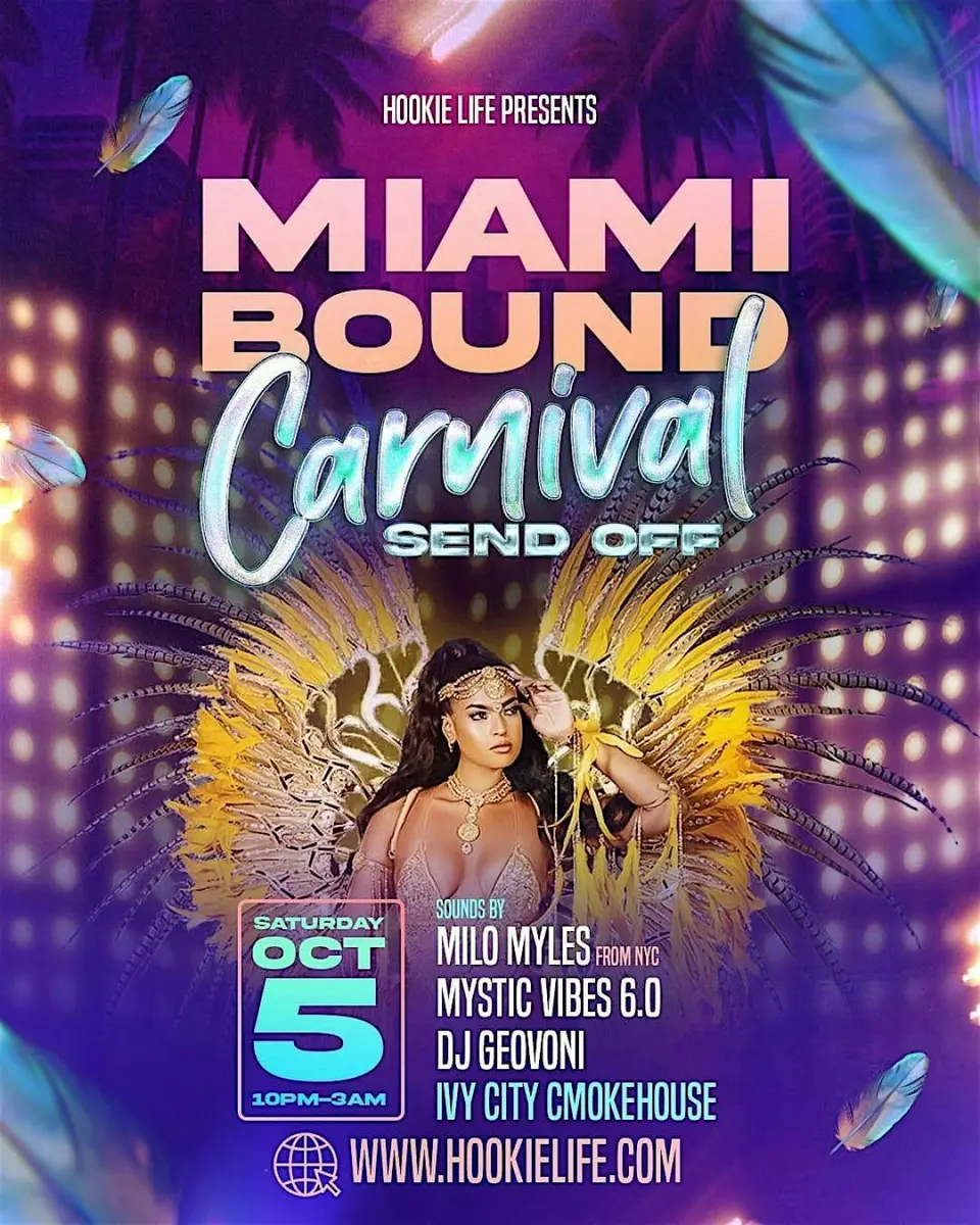 Hookie Miami Carnival Sendoff flyer or graphic.