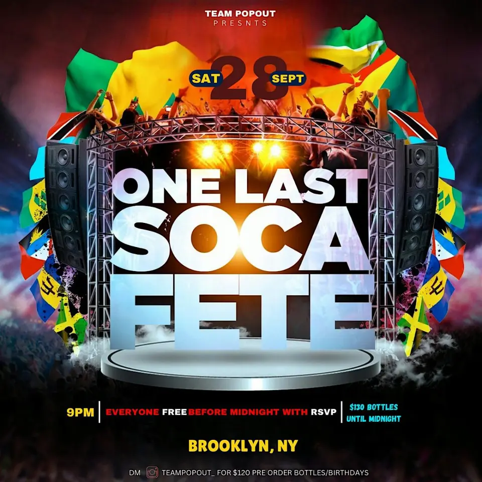 One Last Soca Fete flyer or graphic.