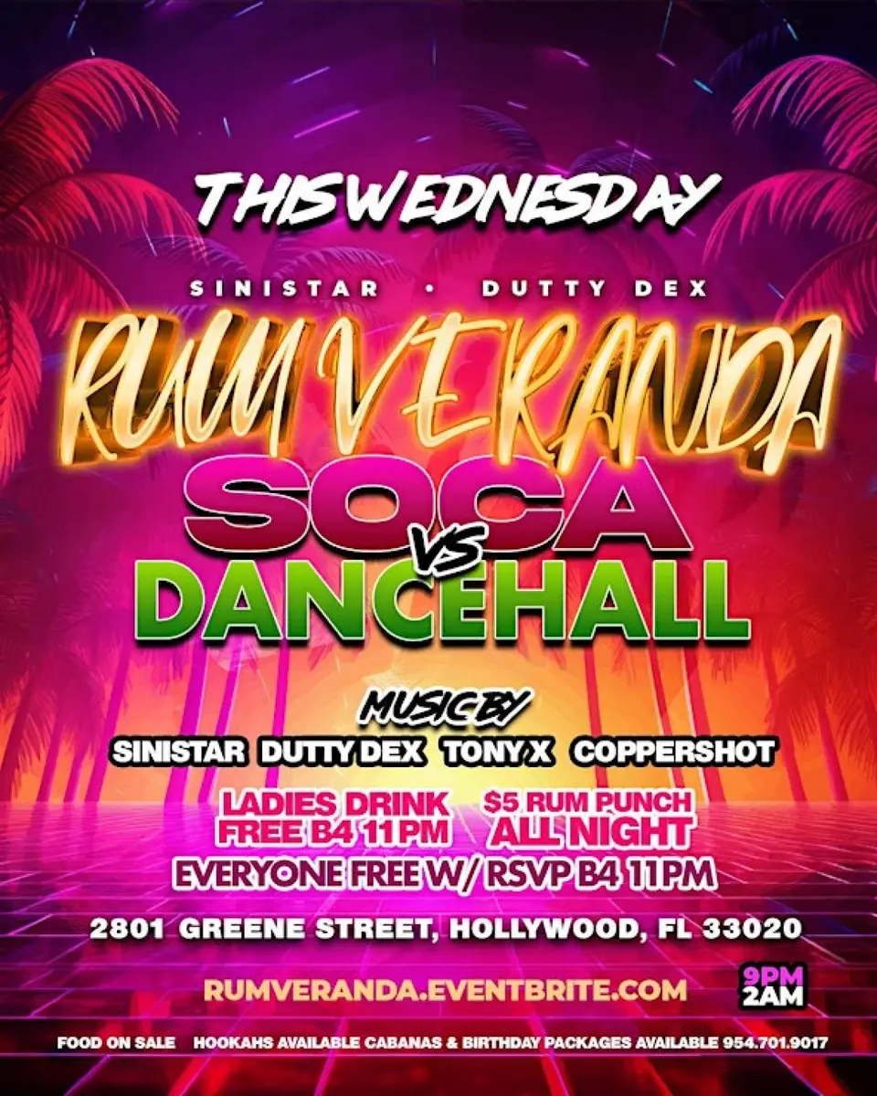 Rum Veranda - Soca Vs Dancehall flyer or graphic.