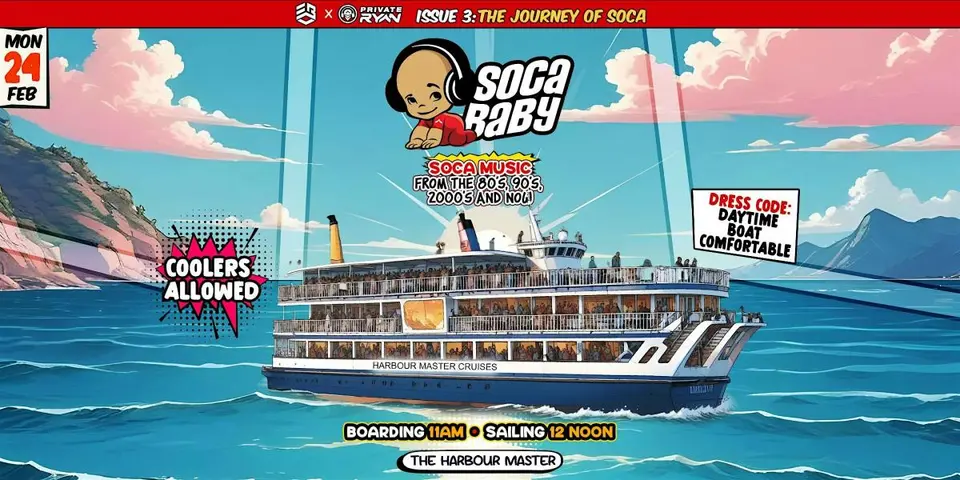 Soca Baby Boat Cruise "The Journey of Soca" flyer or graphic.