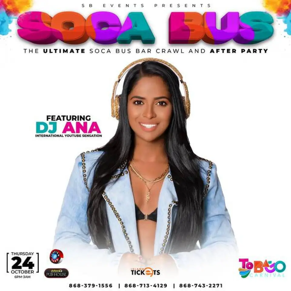 Soca Bus Tobago flyer or graphic.