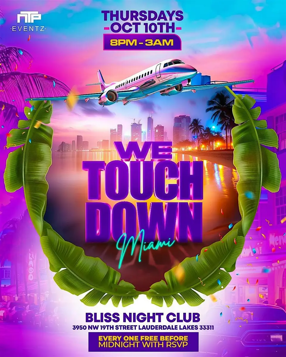 We Touch Down flyer or graphic.