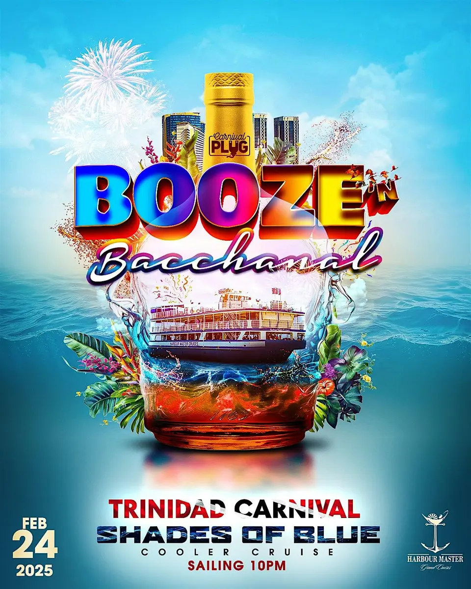 Booze N Bacchanal flyer or graphic.