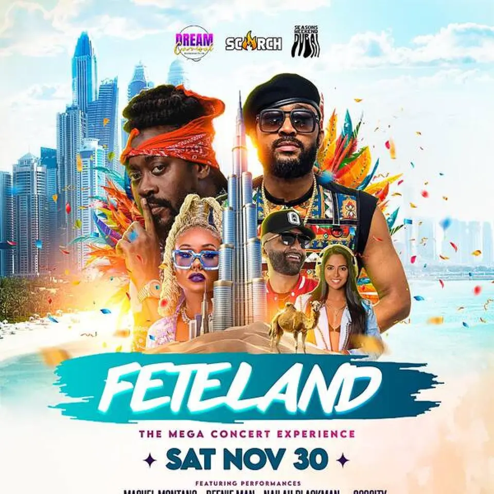 Dubai Feteland - The Mega Concert Experience flyer or graphic.