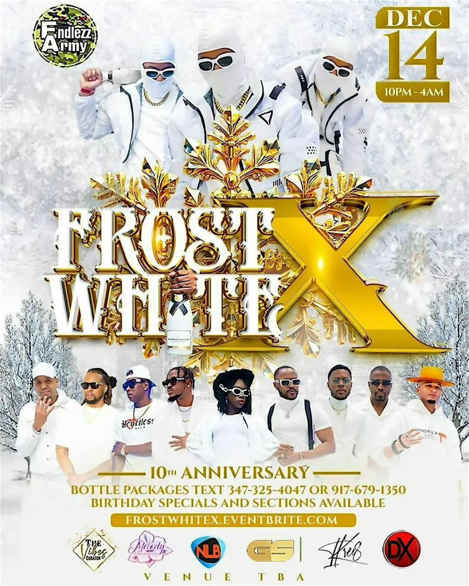 Frost White X flyer or graphic.