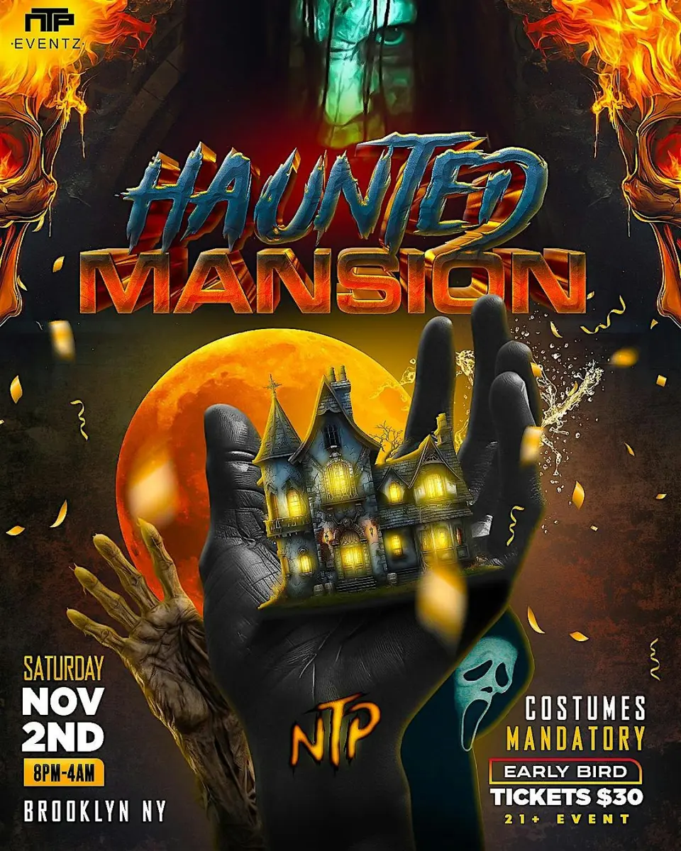 Haunted Mansion flyer or graphic.