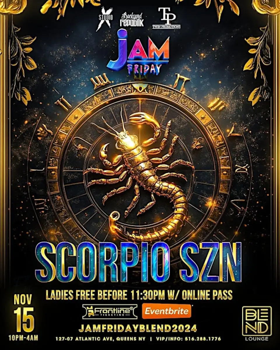 Jam Friday: Scorpio Szn  flyer or graphic.