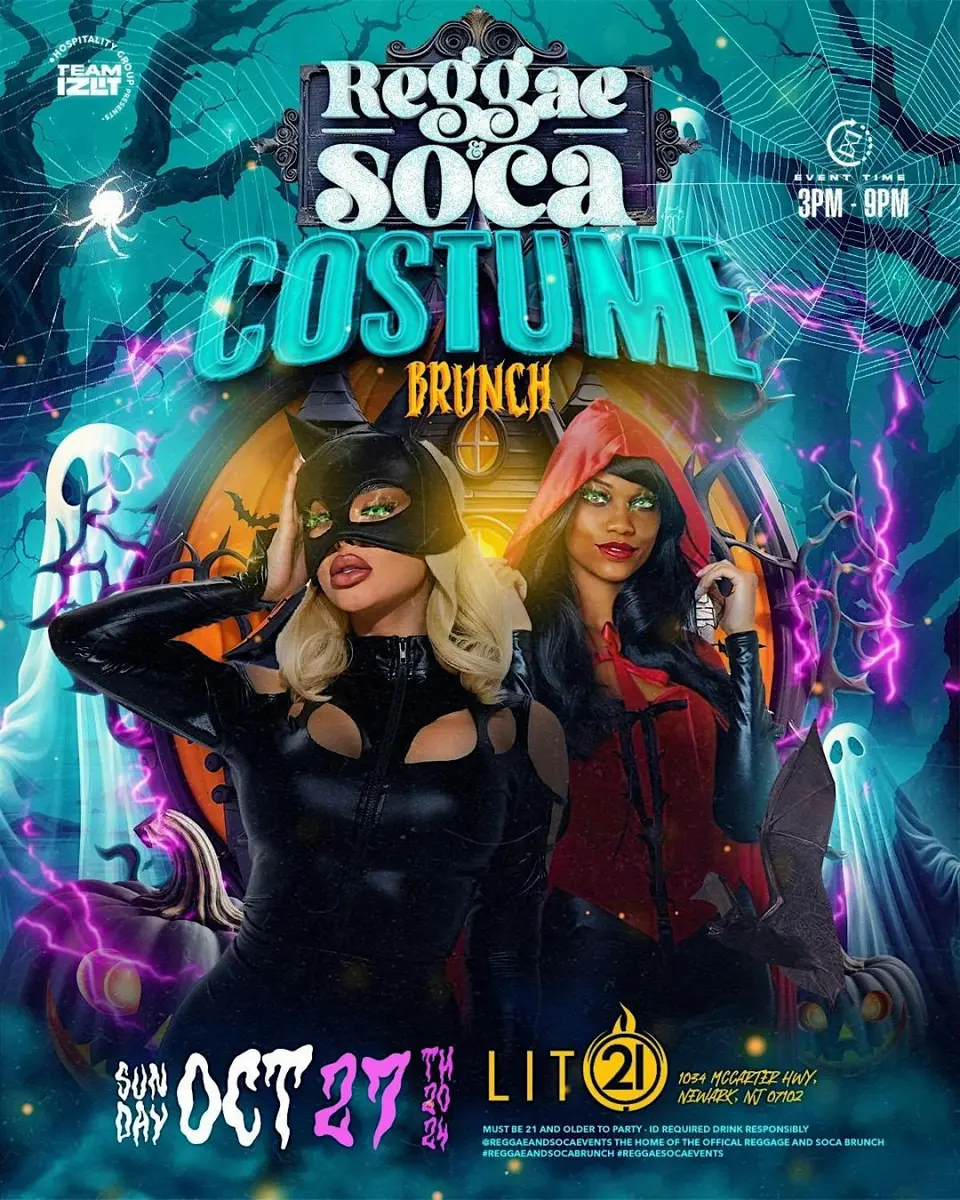 Reggae & Soca Brunch - Halloween Costume Edition flyer or graphic.