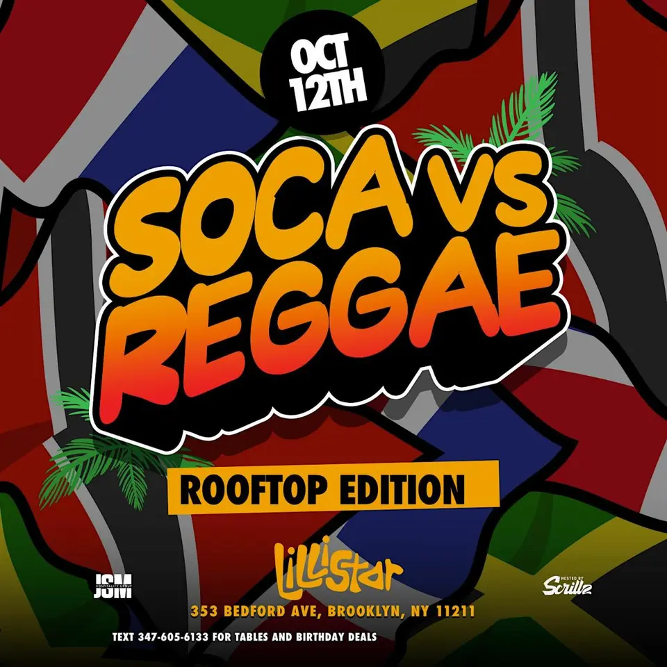 Soca Vs Reggae : Rooftop Edition flyer or graphic.