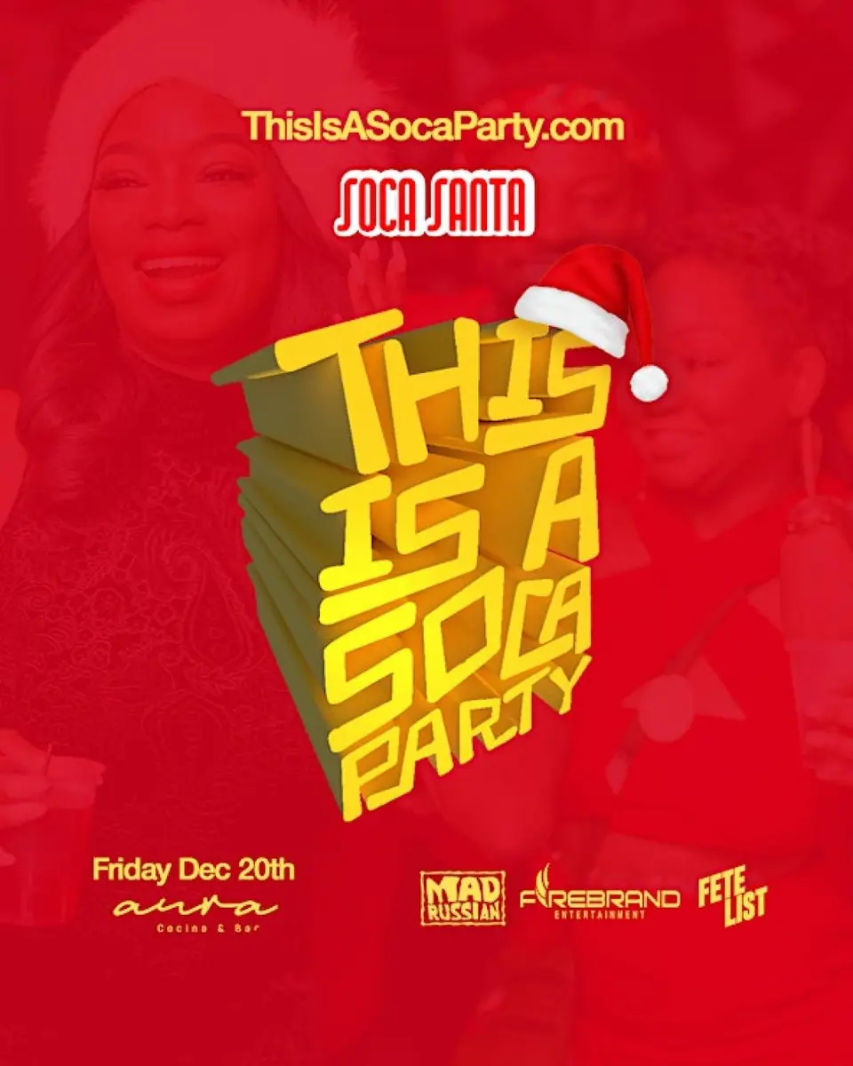 This is a SOCA Party - Soca Santa flyer or graphic.