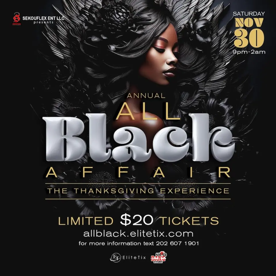 All Black Affair flyer or graphic.