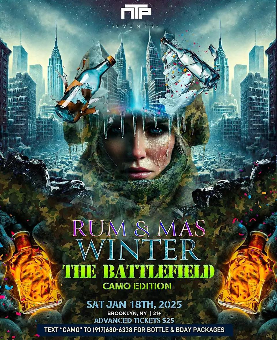 Rum & Mas Winter flyer or graphic.